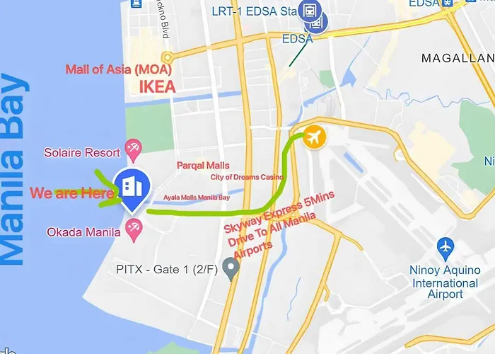 120 Sqm Modern 3 Bedrooms Highrise Facing Bay Sunset, Near Airports, Okada Casino, Solaire Casino, Moa With Free Parking